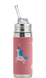Pura Kiki 9oz/260 ml Stainless Steel Insulated Bottle w/Silicone Straw & Sleeve, 100% Plastic-Free, MadeSafe Certified, Medical-