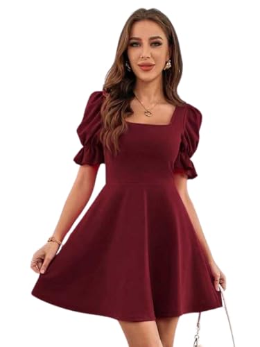 Leriya Fashion Women Soft Lycra Mid-Thigh Length Casual Dress (Lf-W.Dress-Wd1243_Red Medium)