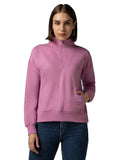 Fyltr Women'S Casual Stand Collar Jacket With Drop Shoulder & Boxy Fit - Half Zipper | Utility Pockets | Rib Hem & Cuff,Cotton Candy Blush,Cotton Candy Blush,S