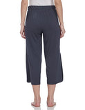 Enamor Essentials Womens Mid Rise Crop Length Soft & Drapey Stretch Viscose Culottes with Smart Side Slits - E064-(E064_Blue Night_XL),Blue Night