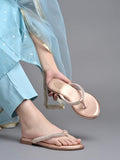Shoetopia Embellished Rhinstone Strap Rose-Gold Flats For Women & Girls /Eu42,Rose-Gold,9,B0DZVMJ21S