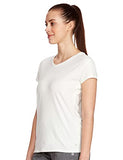 Enamor Essentials Womens Short Sleeve V Neck Slim Fit Breathable Stretch Cotton Tee - E067-(E067_Ivory_L)