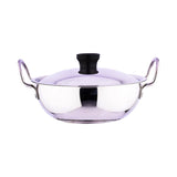 EURO style Premium Stainless Steel Kadai with Lid, Induction Friendly (2L,Stainless Steel) EUS_Kadai_WL_2