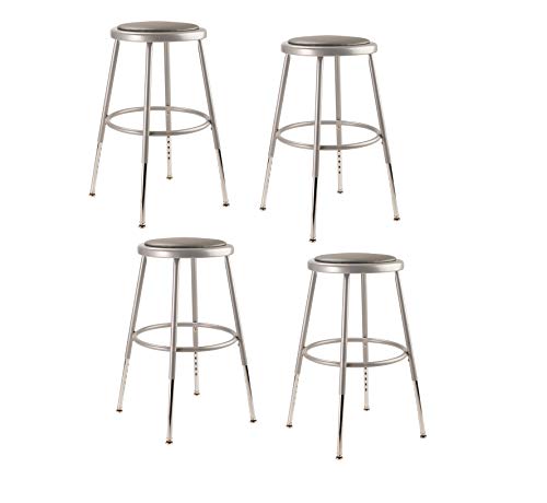 (4 Pack) Nps 25'-33' Height Adjustable Heavy Duty Vinyl Padded Steel Stool, Grey