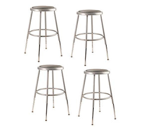 (4 Pack) Nps 25'-33' Height Adjustable Heavy Duty Vinyl Padded Steel Stool, Grey