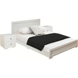 Trent Wooden Platform Bed In White, King With 2 Nightstands