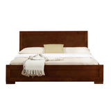 Trent Wooden Platform Bed In Walnut, Queen With 2 Nightstands