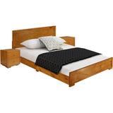 Trent Wooden Platform Bed In Oak, King With 2 Nightstands