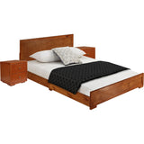 Trent Wooden Platform Bed In Cherry, King With 2 Nightstands