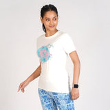 Rupa Colors Playsure Printed Cotton Blended Round Neck Women'S T-Shirt Short-Sleeve Pack Of 1,WhiteApparel,L