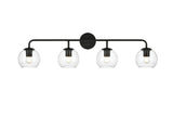 Living District Genesis 4-Light Iron & Glass Bath Sconce In Black/Clear