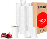 FRAMO 8 Oz Foam Cups Lightweight Insulated Foam Cups for Coffee, Cold Drinks & Other Hot Beverages - Disposable Drinking Cups fo