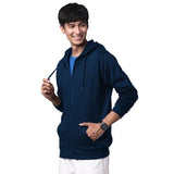 Adro Mens Cotton Solid Zipper Hoodie Sweatshirts (Zh23-Pln-Nb_Navy_2Xl)