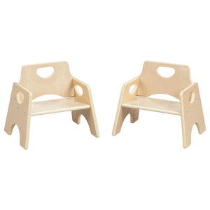 Ecr4Kids Stackable Wooden Toddler Chair, 6In, Kids Furniture, Natural, 2-Pack,Desk Chairs