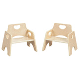 Ecr4Kids Stackable Wooden Toddler Chair, 6In, Kids Furniture, Natural, 2-Pack,Desk Chairs