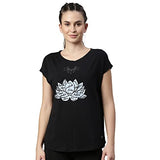 Enamor Athleisure Womens Relaxed Fit Long Length Short Sleeve Boat Neck 4 Way Stretch Antimicrobial Cotton Tee With Inspiring Gr