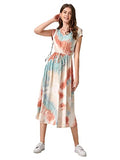 Om Sai Latest Creation Women'S Sleeveless Flare Cut Dress | Ruffled Slit Maxi | A-Line V-Neck Crepe Dress (Medium, Blue)