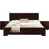 Trent Wooden Platform Bed In Espresso, Queen With 2 Nightstands