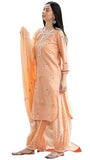 Anni Designer Women'S Cotton Blend Straight Hand Block Printed Kurta With Pant & Dupatta (Ragsri Peach-Vks01_L_Peach_Large),Peach,L
