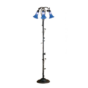 59H Blue Pond Lily 3 Lt Floor Lamp