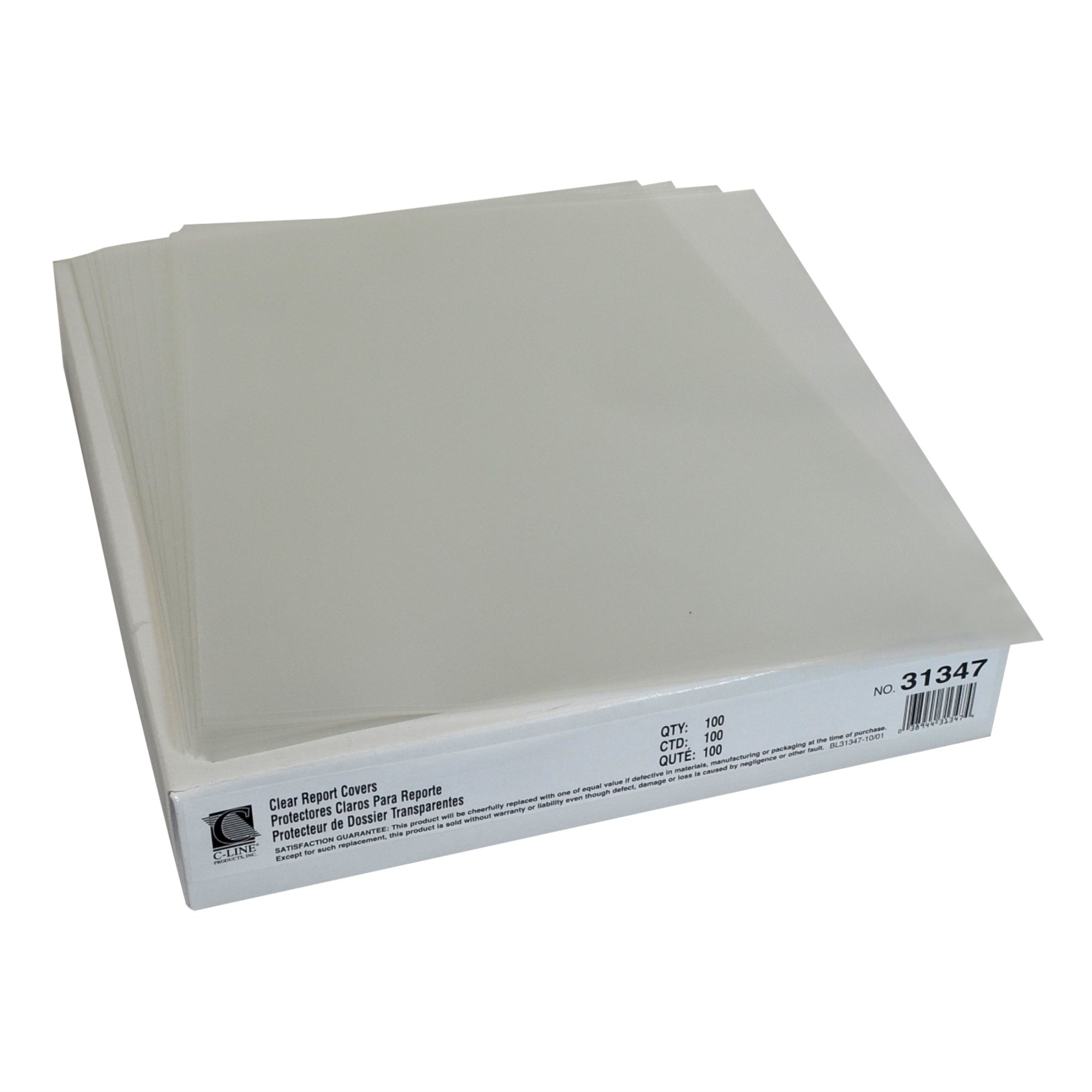Report Covers Only, Economy Vinyl, Clear, 11 X 8 1/2, 100/Bx, 31347