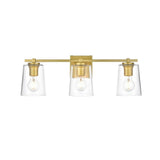 Living District Kacey 3-Light Iron & Glass Bath Sconce In Brass/Clear
