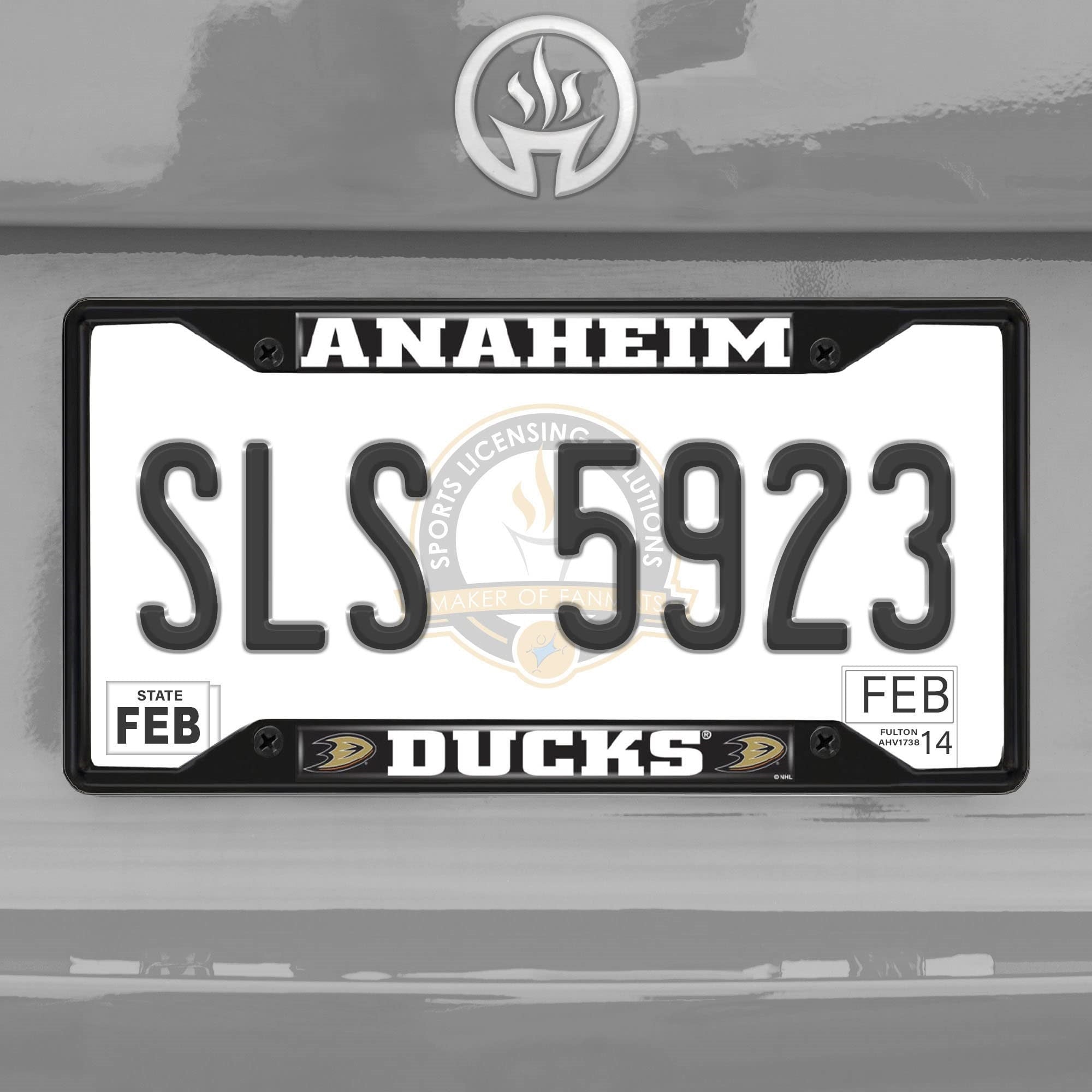 Anaheim Ducks Metal License Plate Frame Black Finish