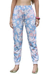 Leriya Fashion Womens Wide Leg Pants Flowers Floral Print Drawstring Loose Long Trousers (Small, Blue)
