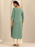 Libas Women'S Cotton Blend Yoke Design Regular Kurta (98210Oc_Blue_L)