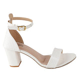 Shoetopia Women'S Block Heel Sandal (8 Uk) /White,White,8,B0BSC8Z9D7