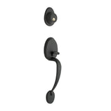 Copper Creek CZ2610XWLR-BC Mid-Century Modern Entrance Handleset in Black with Right Hand Waverlie Lever Interior