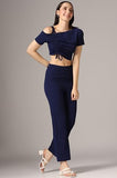 Toplot Co Ord Set For Women Solid Top And Bottom (Top-Pant-5138-Navy-L) Blue,Blue,,B0CGNP1QW9