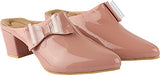 Shoetopia Womens/Girls Peach Block Mules With Bows-Eu39,Peach,6,B09NC1B14Z