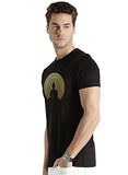 Adro Men'S Budha Gold Printed Cotton T-Shirt (Rn23-Gl-Bud-Bl_Black_L)