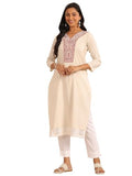Libas Women'S Cotton Blend Printed Straight Kurtas (98250 Off White