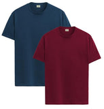 ADRO T Shirts Pack of 2 Mens Tshirts Cotton T Shirts for Men Tshirt T-Shirts Combo T Shirts Tshirts for Men Plain Solid Tshirts Teal Maroon Tshirt for Men RCM2-PLN-SB-MR-S,Teal,Maroon