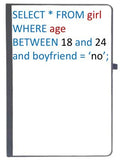 Udnag Ruled Notebook Diary Coder | Select * From Girl Where Age Between 18 And 24 And Boyfriend = No, [A5 80Pages 80Gsm]