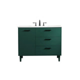 Elegant Decor Baldwin 42 Solid Wood And Mdf Bathroom Vanity In Green
