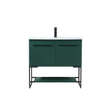 Elegant Decor Sloane 36 Mdf And Steel Single Bathroom Vanity In Green