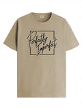 Adro Mens Printed T Shirt - Premium Cotton Graphic Printed Tshirt - Beige T-Shirt - Rn24-Fect-Be-M
