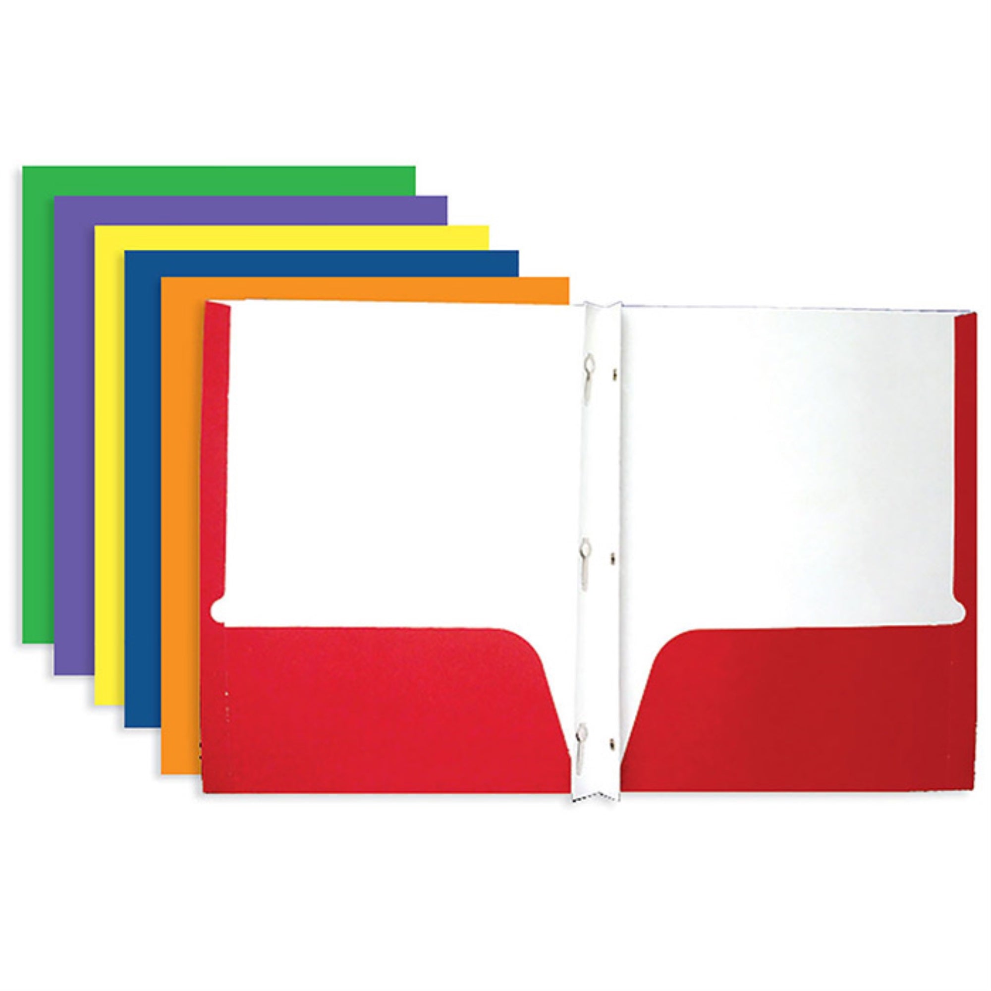 Bazic Asst. Color 2-Pocket Portfolios W/ 3-Prong Fastener (Case Qty 100)