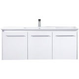 Elegant Decor Rasina 48 Single Porcelain Top Floating Bathroom Vanity In White