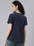 Enamor Women'S Solid Relaxed Fit T-Shirt (E305_Space Blue S)