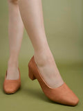 Shoetopia Solid Pointed Toe Tan Pumps For Women /Eu38,Bronze,5,B0DK7D96ZF