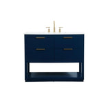 Elegant Decor Larkin 42 Solid Wood Mdf Single Bathroom Vanity In Blue