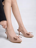 Shoetopia Pointed Toe And Bow Detailed Peach Pumps For Women & Girls /Uk8-Eu41,Peach,8,B0CKW7FZS6
