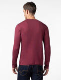Fyltr Men'S Casual Crewneck Full Sleeve T-Shirt With Stab Stitched Front Pocket Detail,Berry Cherry,Berry Cherry,2Xl