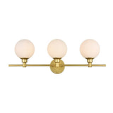 Living District Cordelia 3-Light Iron/Glass Bath Sconce In Brass/Frosted White