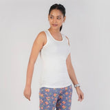 Rupa Colors Playsure Solid 100% Combed Cotton Rib Fabric Women'S Tank Top Sleeveless Pack Of 1,WhiteApparel,S