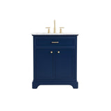 Elegant Decor Americana 30 Solid Wood And Metal Single Bathroom Vanity In Blue